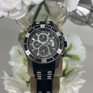 Invicta Mens TI-22 black polyurethane band Titanium Case Quartz Analog Watch